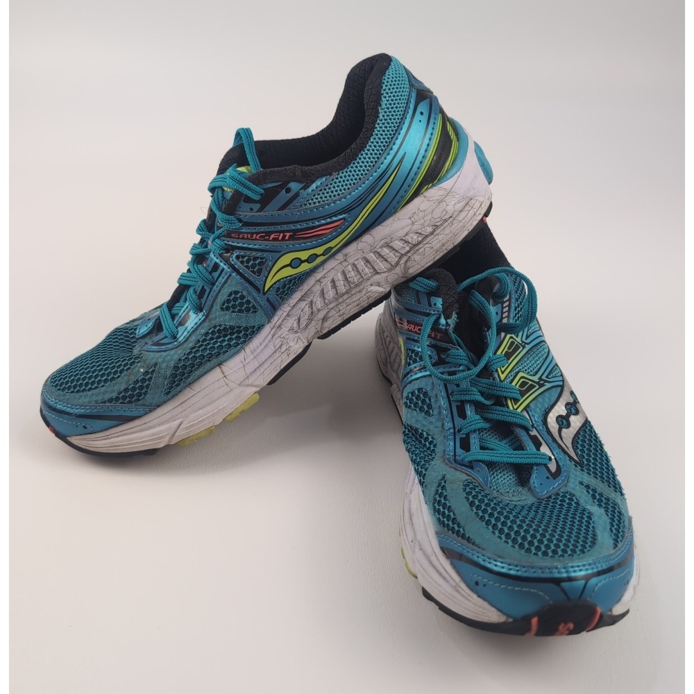 Saucony Omni 14 Women Sz 10 Running Shoes Blue Teal Sauc-Fit PowerGrid Sneakers